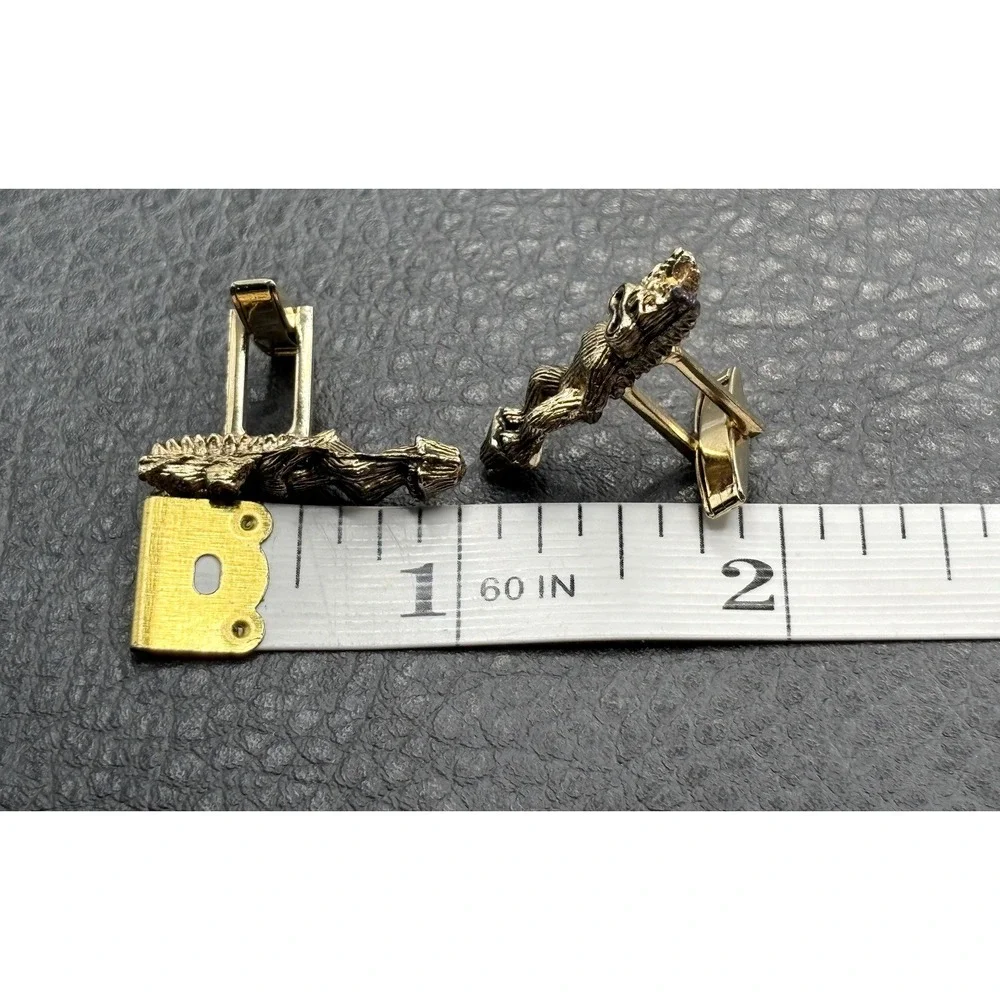 Vintage Rare Tiki Cufflinks MCM Era Gold Tone